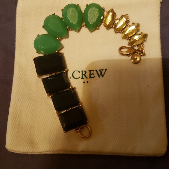 J. Crew Jewelry - J. Crew Black & Green Jeweled Bracelet